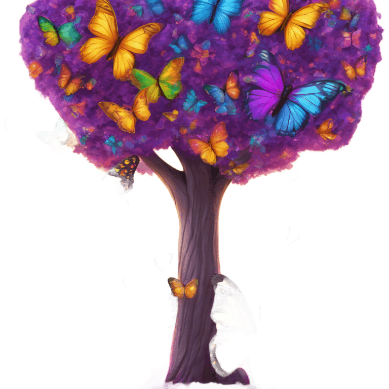 Lisa frank tree covered with butterflies  emoji