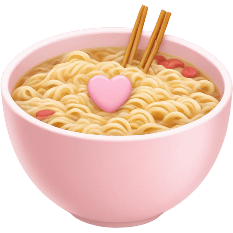 light pink bowl of ramen with hearts on it light pink emoji