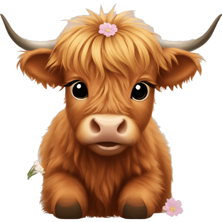 Baby highland cow flowers emoji