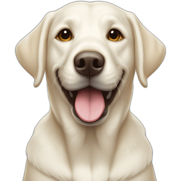 happy white labrador retriever with a bone in mouth emoji