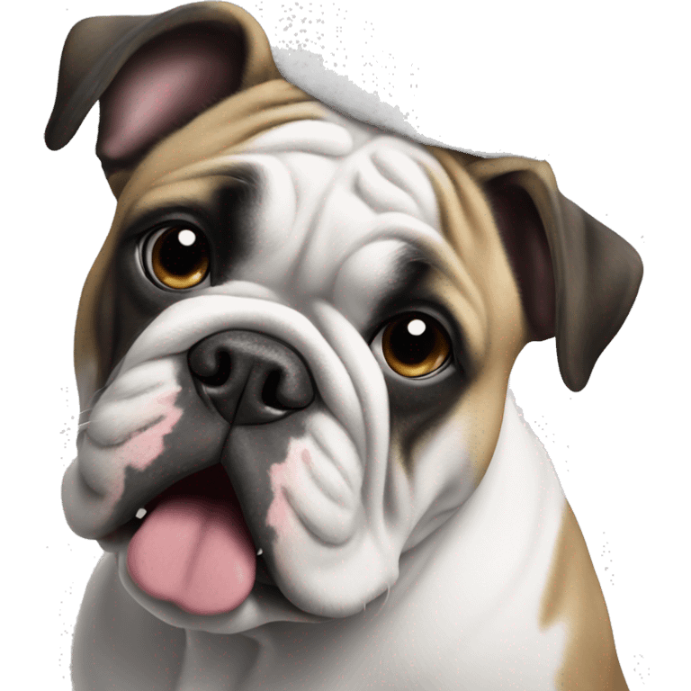 Black and white bulldog dressed for Christmas emoji