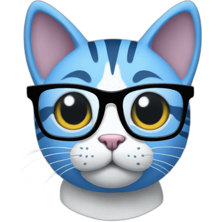 striper blue cat with glasses emoji