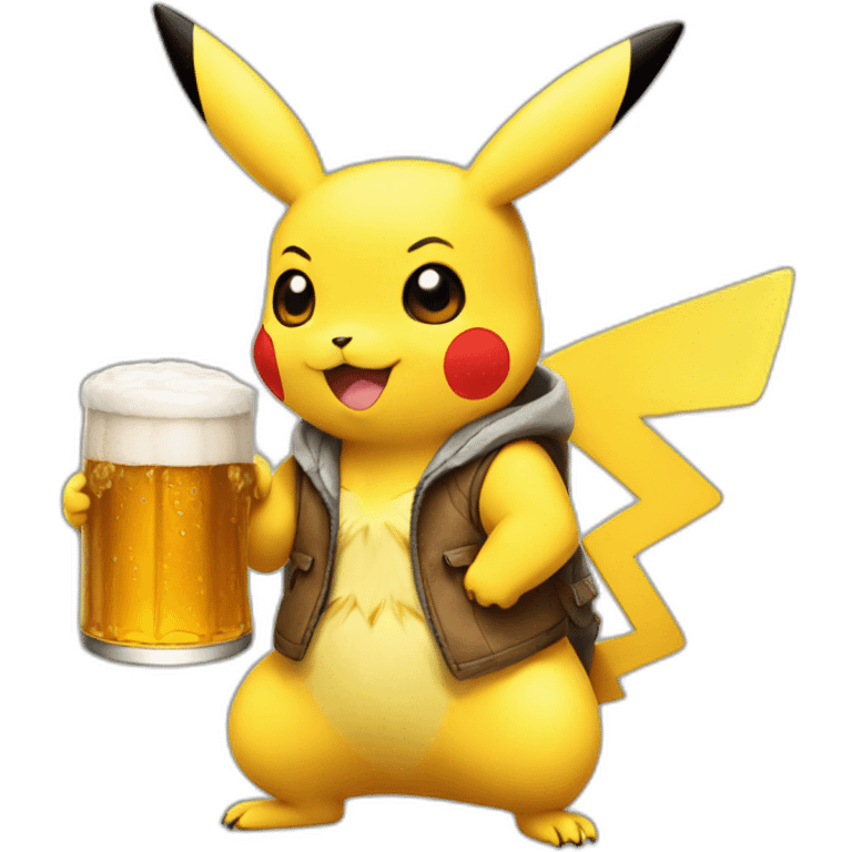 Pikachu holding beer emoji