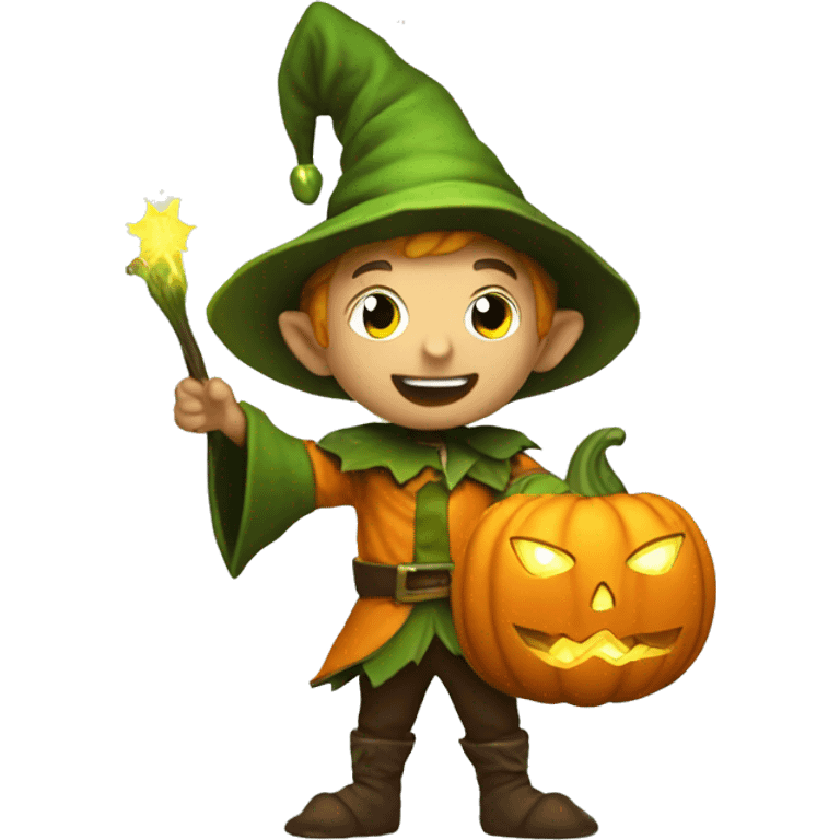 pumkin elf male casting a spell emoji