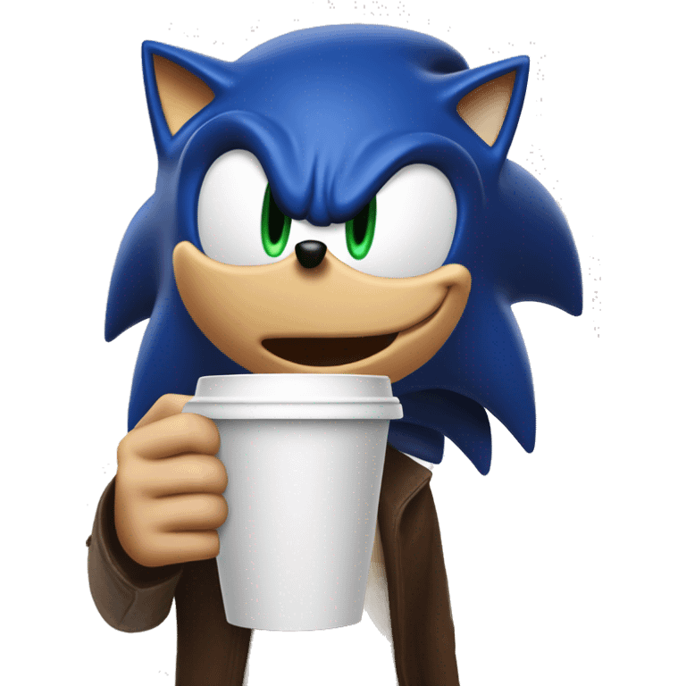 Sonic mit einem Kaffee in der hand emoji