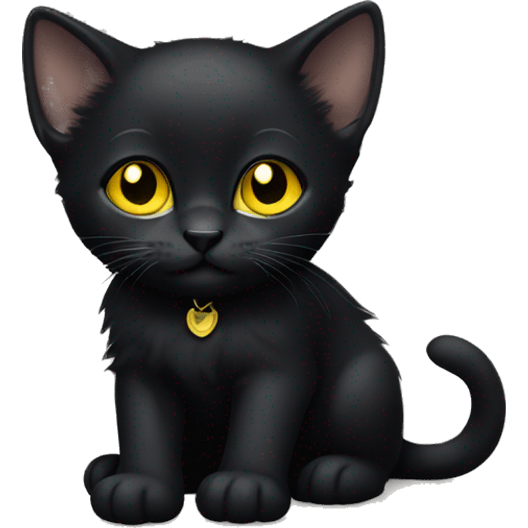 black kitten with yellow eyes emoji