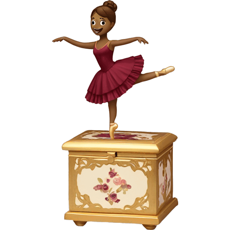 burgundy music box with ballerina emoji