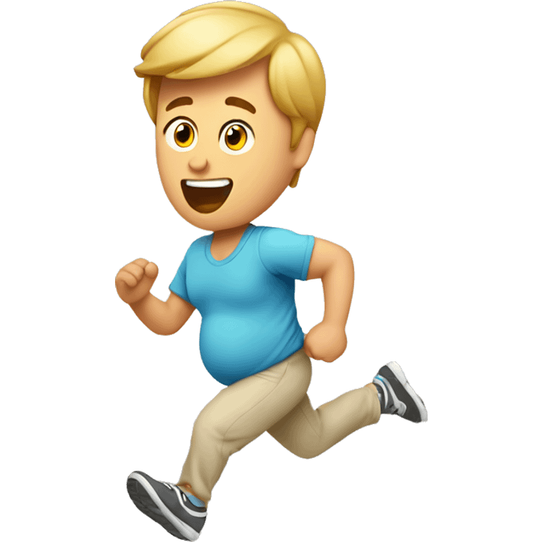 running pregnant man, a very round round big big pregnant belly emoji