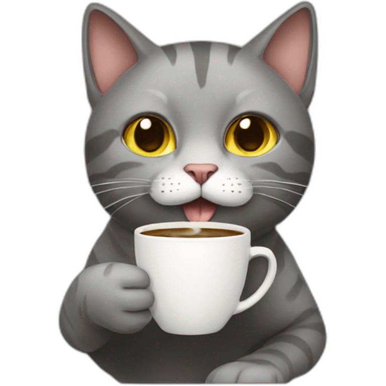 Cat drinks coffee emoji