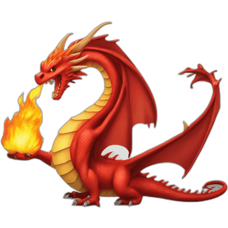 dragon rouge avec une queue flamme emoji