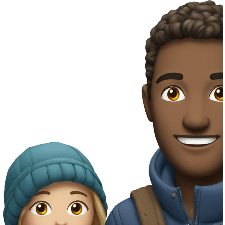 smiling couple in snowy landscape no glasses emoji