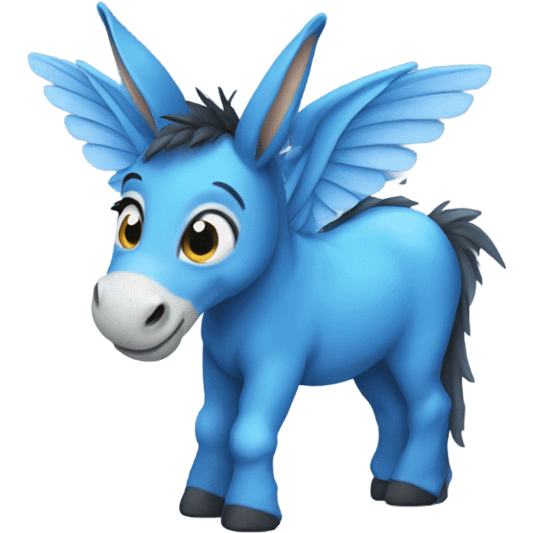 cute Donkey with blue dragon wings emoji