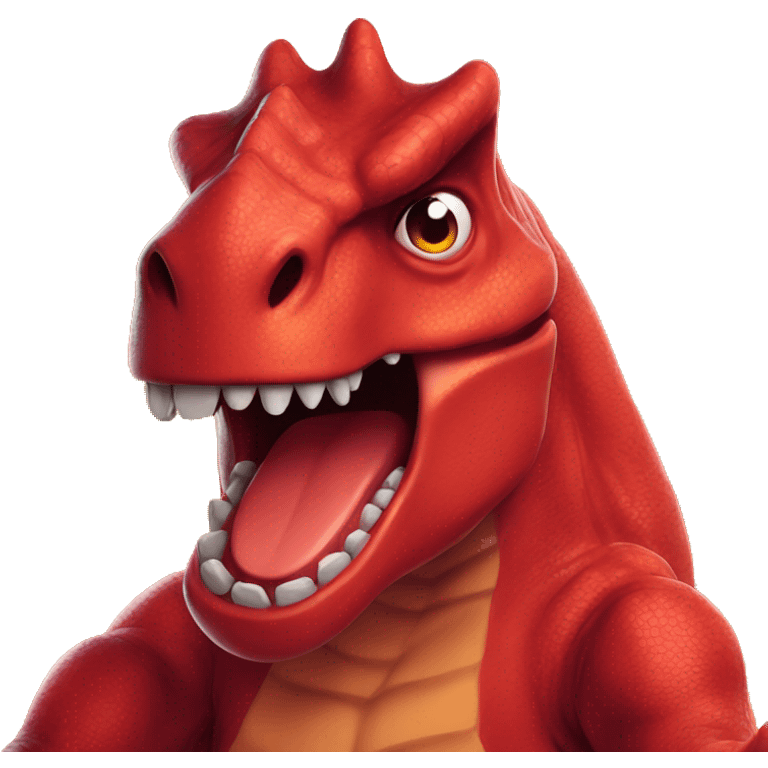 red dinosaur is angry in the eyes of fire emoji