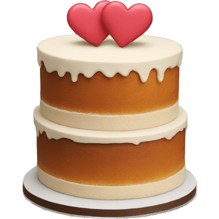 Naked cake with 2 hearts on top emoji