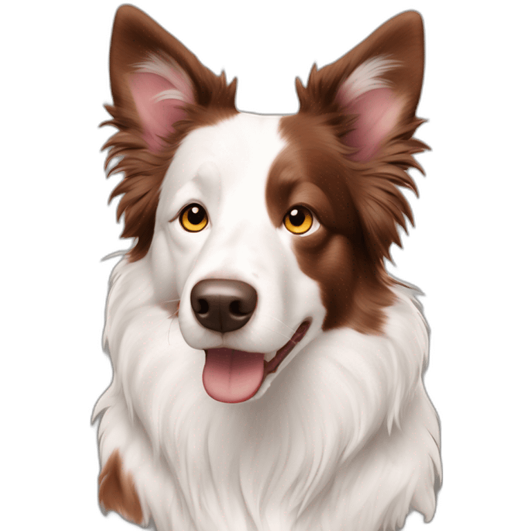 white red merle border collie with brownish spots and different eyes emoji