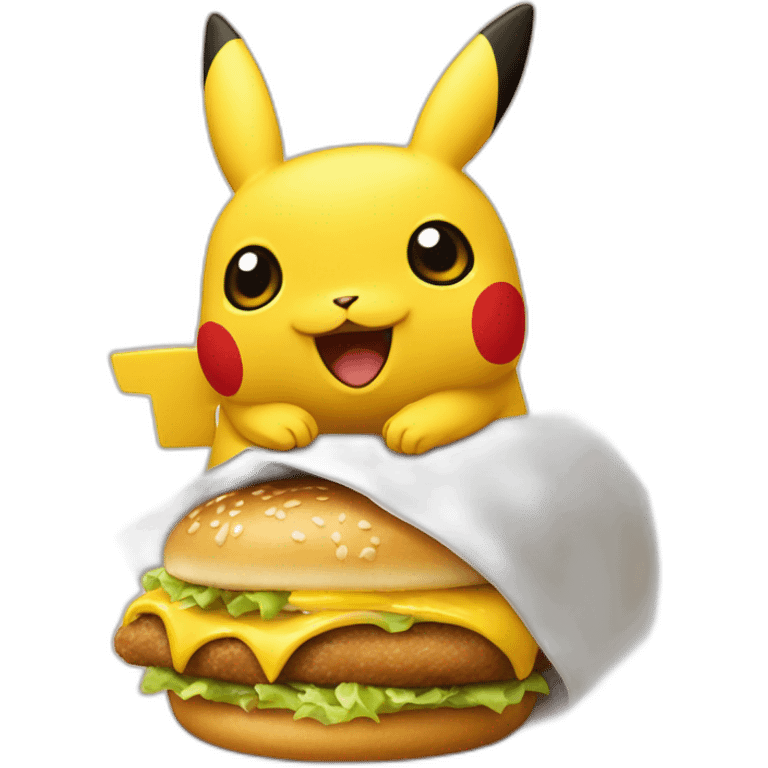 picatchu eats a Mc Donald's emoji