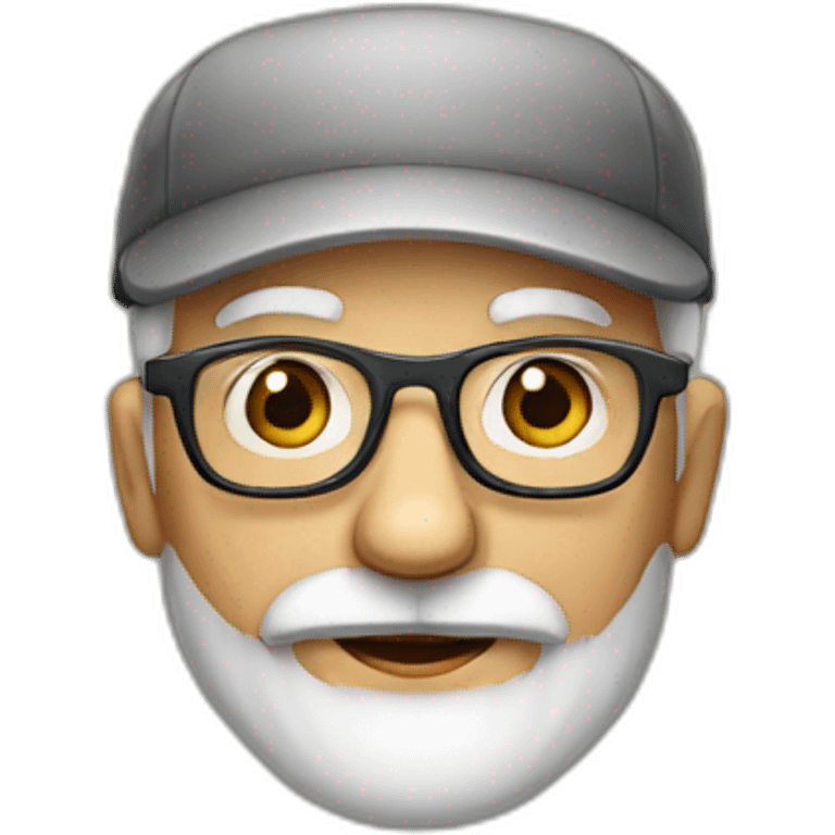 Old man, beard, cap, glasses emoji