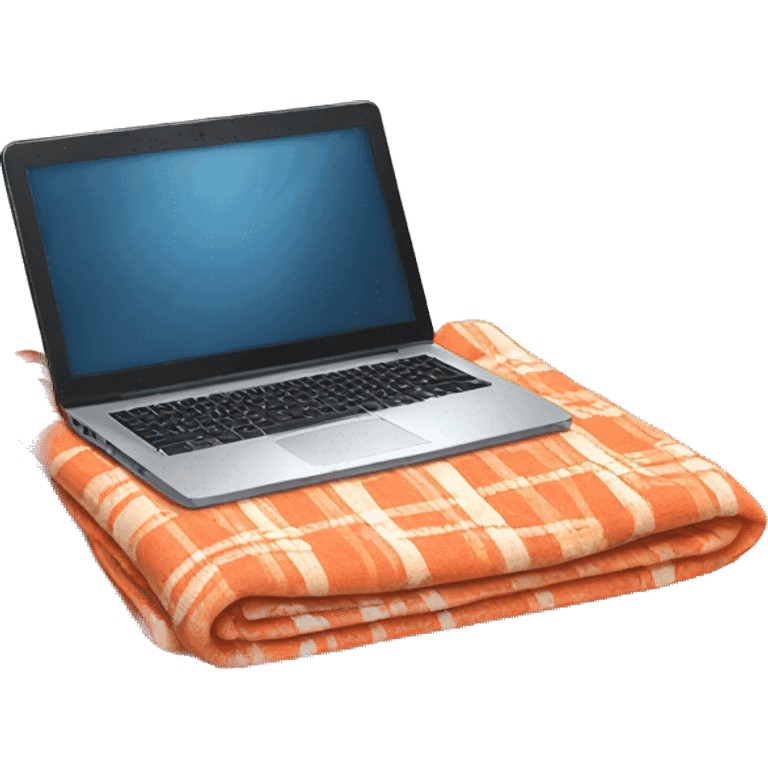 A laptop with a blanket on the side emoji