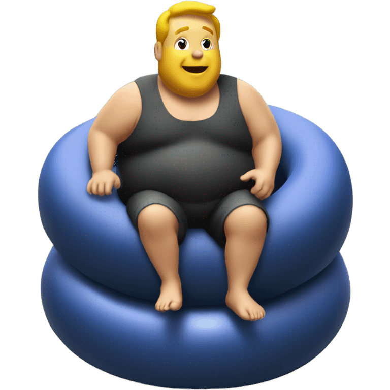 Fat man on inner tube getting  emoji