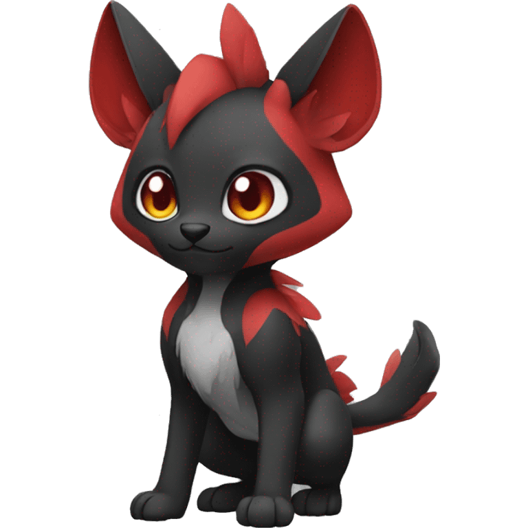 Cute cool black red animal hybrid Fakemon full body emoji