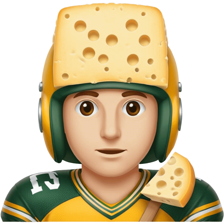 Packers fan with a slice of cheese on his head emoji