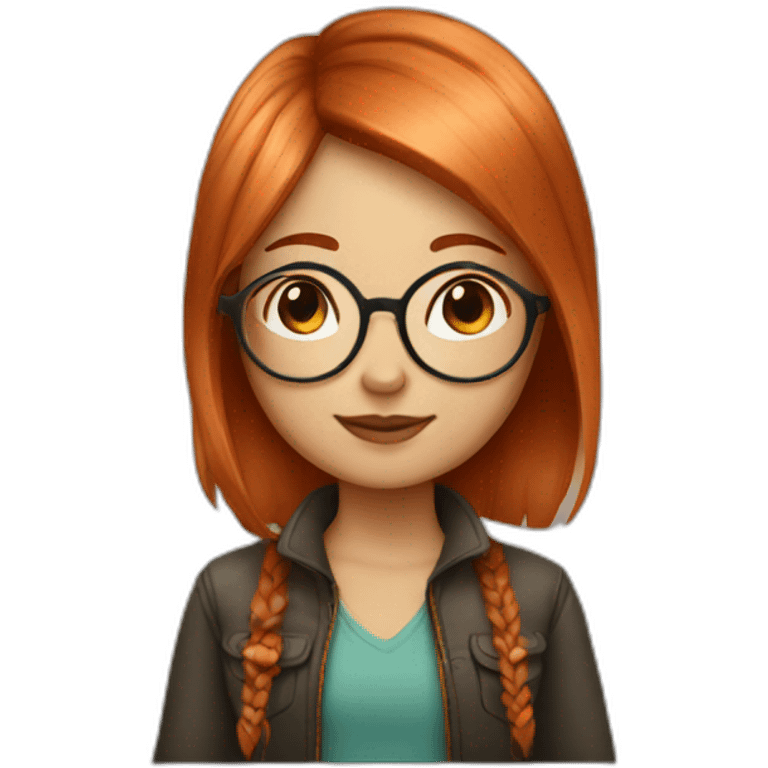 girl with copper hair and round glasses emoji