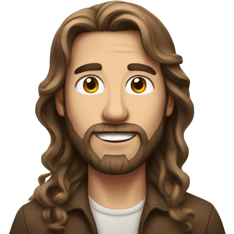 a white man with long brown hair who loves wood, beauty and freedom emoji