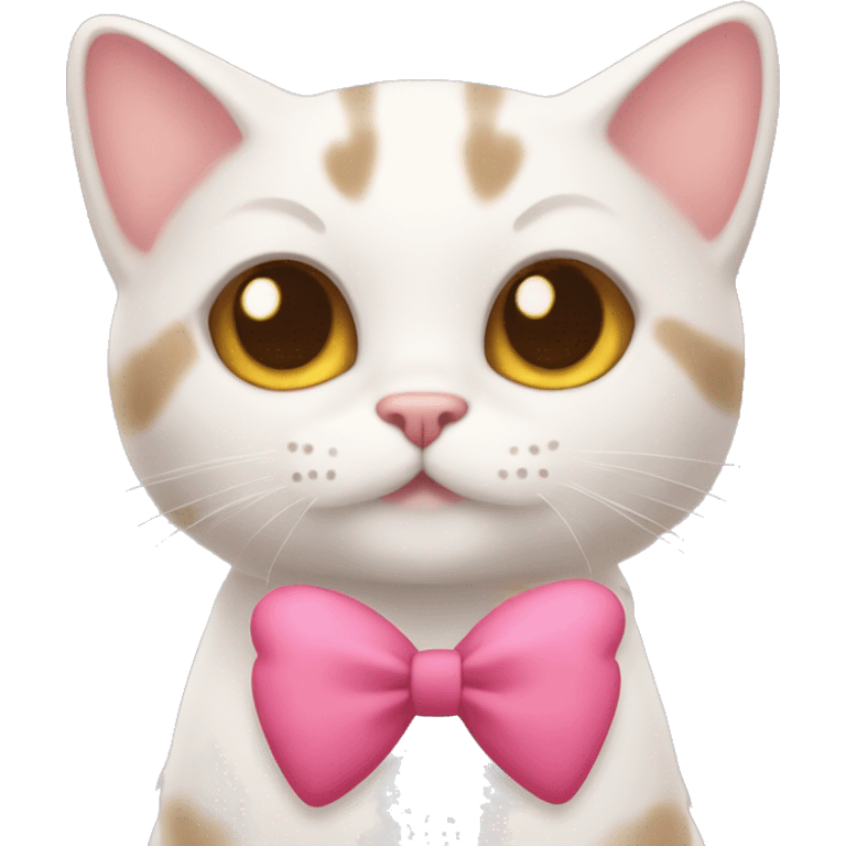 Cute cat with bow and heart-shaped eyes emoji