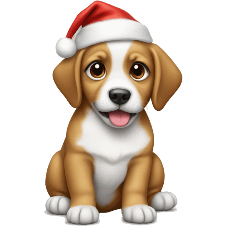 Puppy with a Santa hat emoji