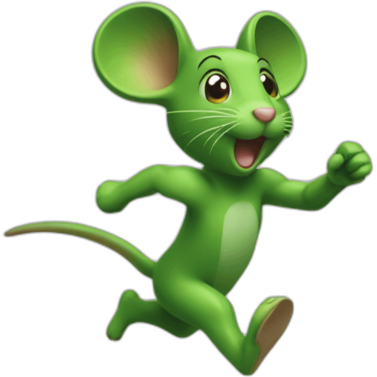 green mouse running emoji