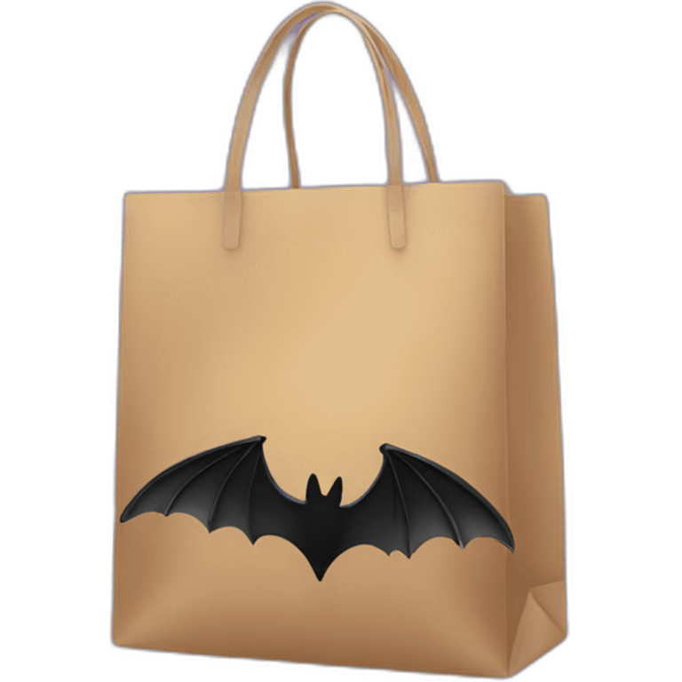 black shopping bag with bat wings emoji