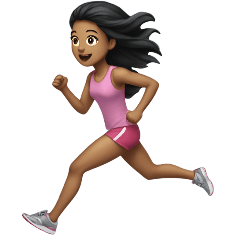 Girl sprinting light skin black hair emoji