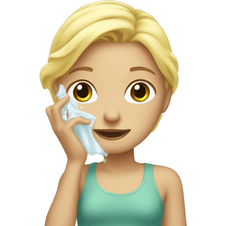 Blonde girl washes her Face emoji