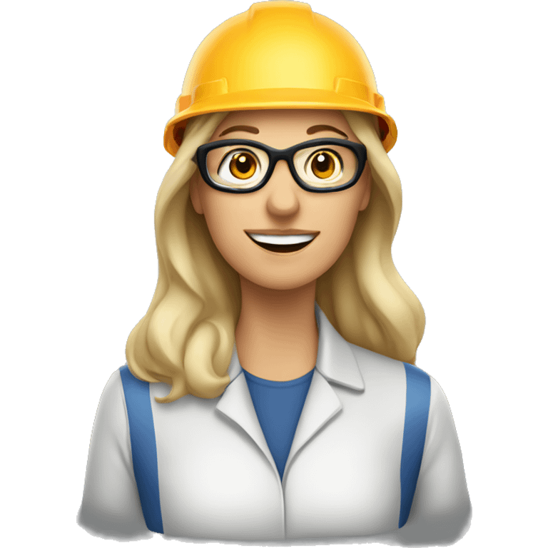 Caucasian woman wearing a safety helmet, safety glasses and earplugs emoji