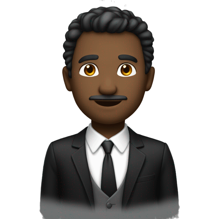 man character in black suit facing us, straight, 30 years, white skin, gentleman emoji