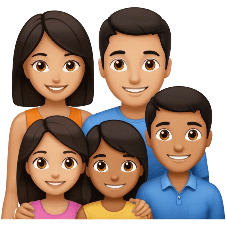 group portrait with smiling girl, man with dark hair emoji