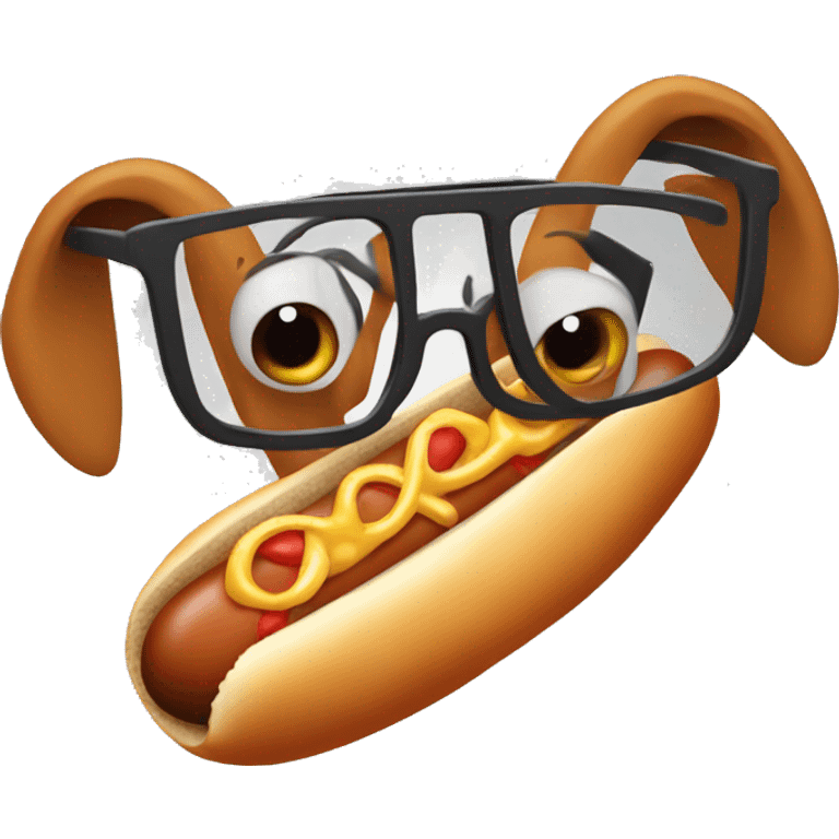 Hotdog with glasses emoji