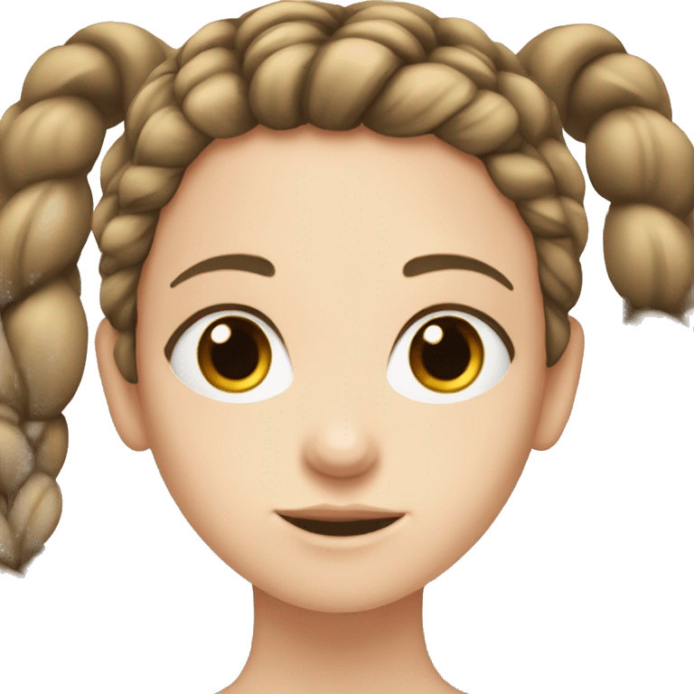 white girl with hazel eyes and dark hair in a braid emoji