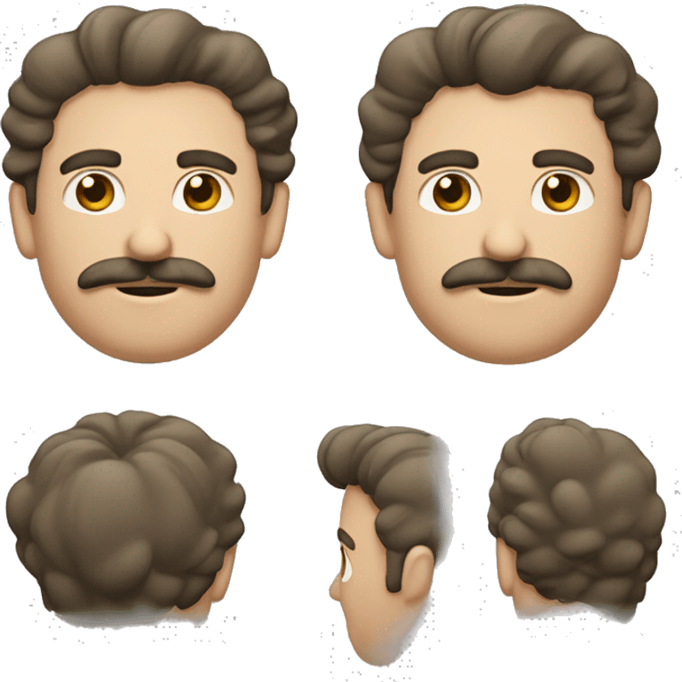 Hombre de pelo corto y rizado con bigote emoji