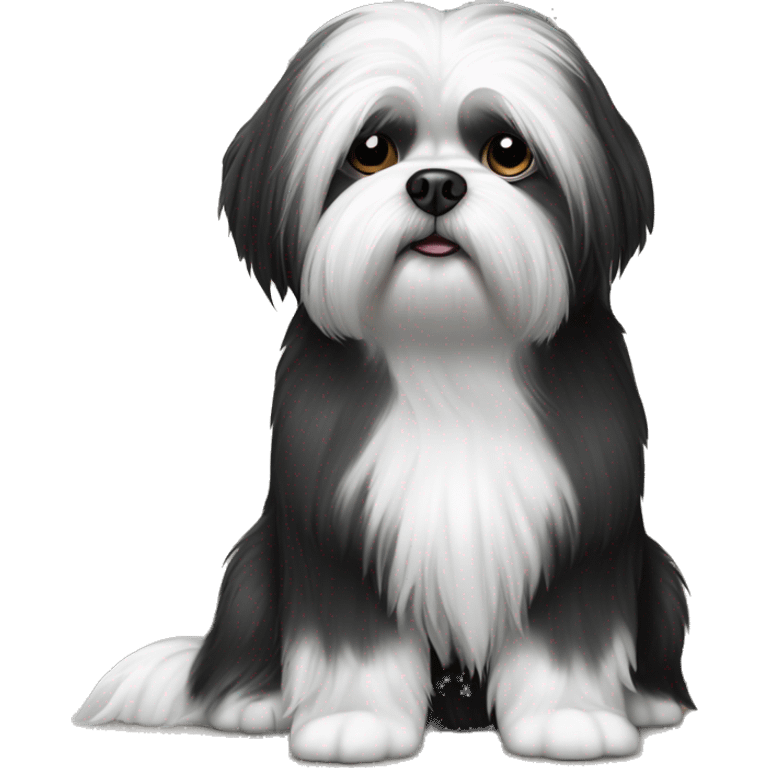 Black and white Lhasa apso dog on couch emoji