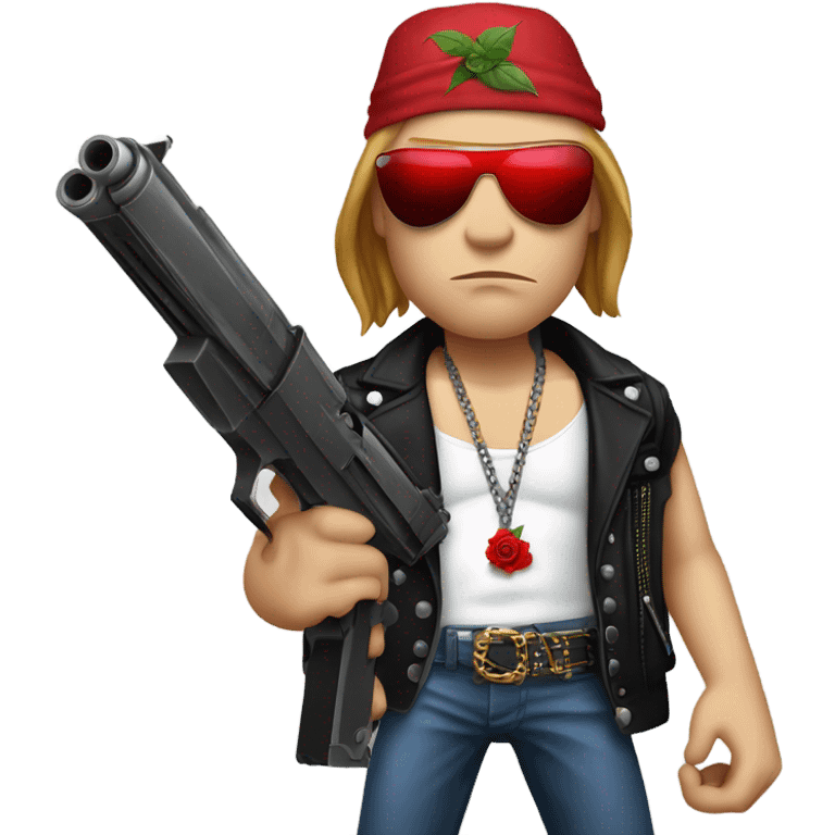 Axl Rose with a rose and a gun realistic emoji