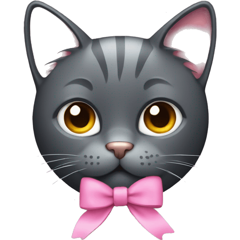 dark gray cat with a pink bow emoji