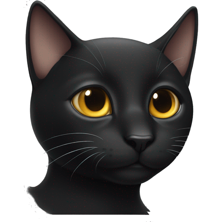 black cat with honey eyes and white tip of tail emoji