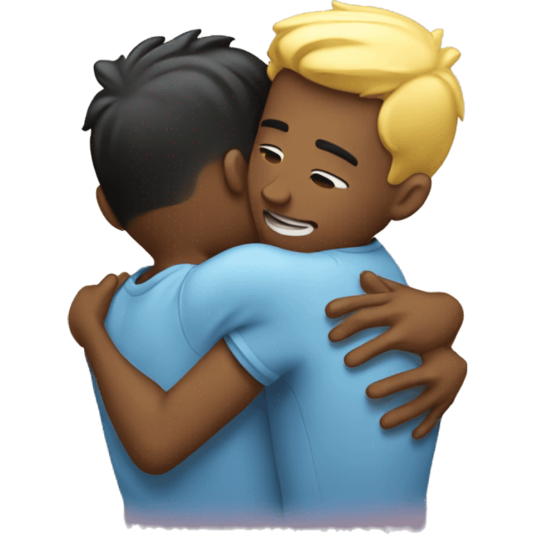 Two guys hugging gay emoji