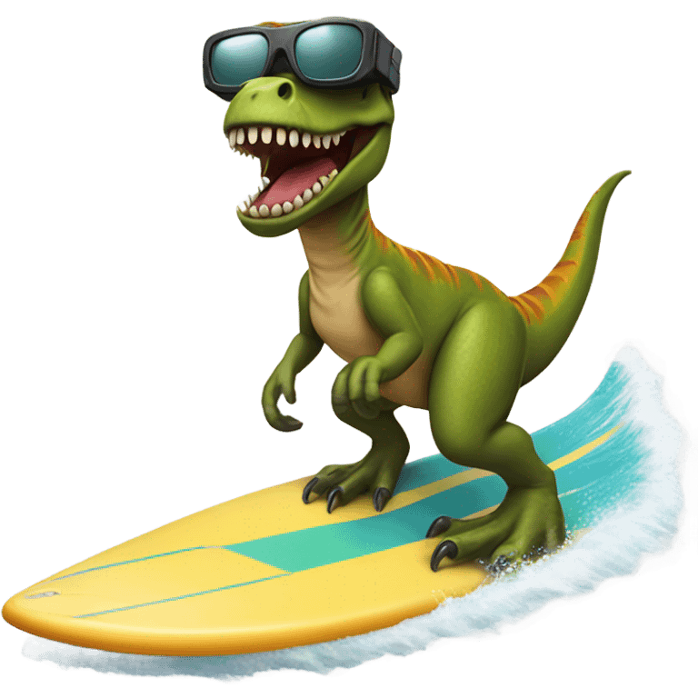 Trex on surf board with googles emoji