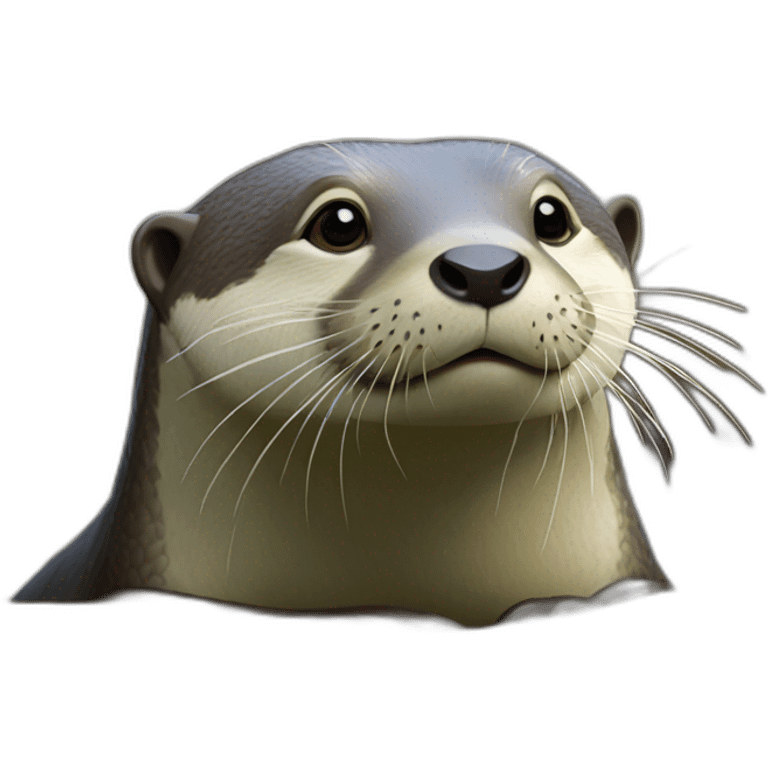 Une loutre sous un tortue emoji