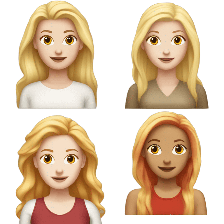 White girl blonde hair and white girl red hair  emoji