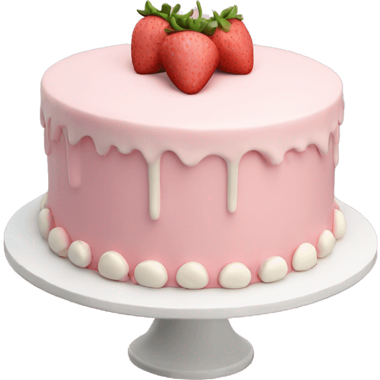 Light Pink strawberries and cream birthday cake  emoji