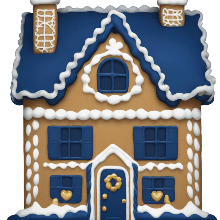 Navy blue gingerbread house  emoji