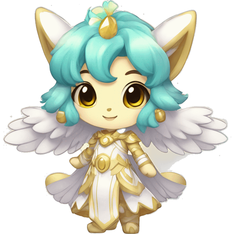 Cute Kawaii Chibi Anthro Sona Colorful Ethereal Pretty see Godly Celestial Shiny Fakemon Full Body emoji